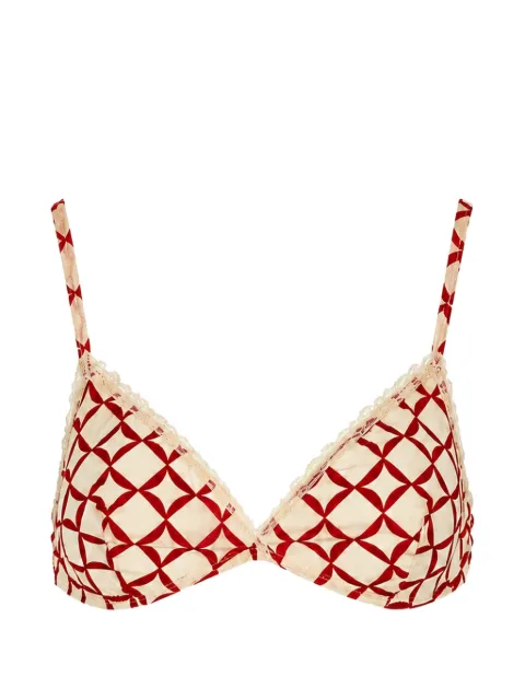 Laura Urbinati geometric-print lace-trim bra Neutrals I3R04ST