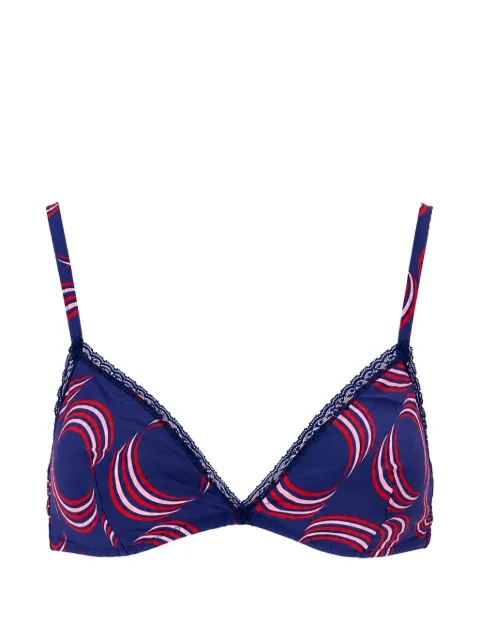 Laura Urbinati printed lace-trim bra Blue E7R03CE