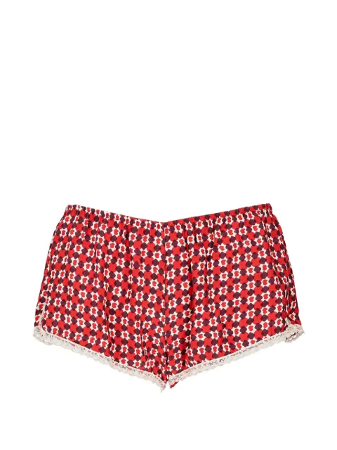 Laura Urbinati geometric-print lace-trim pyjama bottom Red I3S06SC