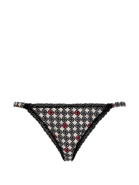 Laura Urbinati geometric-print lace-trim briefs Neutrals I4S04CR