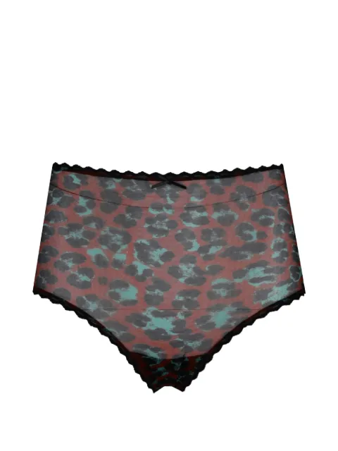 Laura Urbinati leopard-print lace-trim briefs Brown I7S01RR
