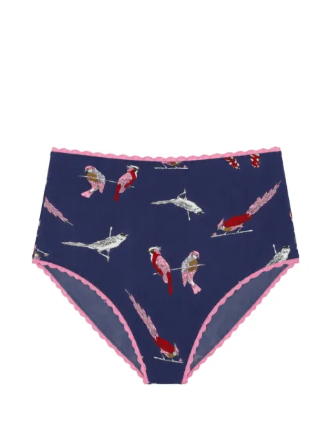 Laura Urbinati bird-print scalloped-trim briefs Blue E7S01MB