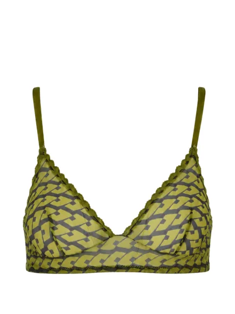 Laura Urbinati geometric-print tulle bra Green I3R05RS