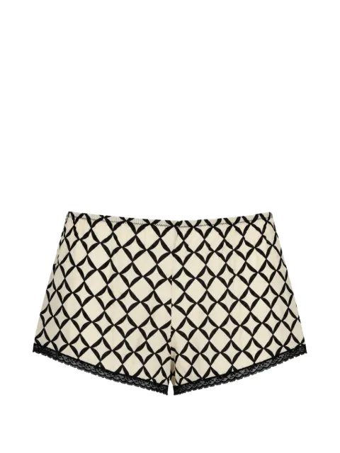 Laura Urbinati geometric-print lace-trim culottes Neutrals I3S06ST