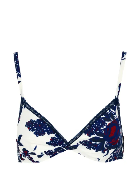 Laura Urbinati floral-print lace-trim bra White E7R03CF