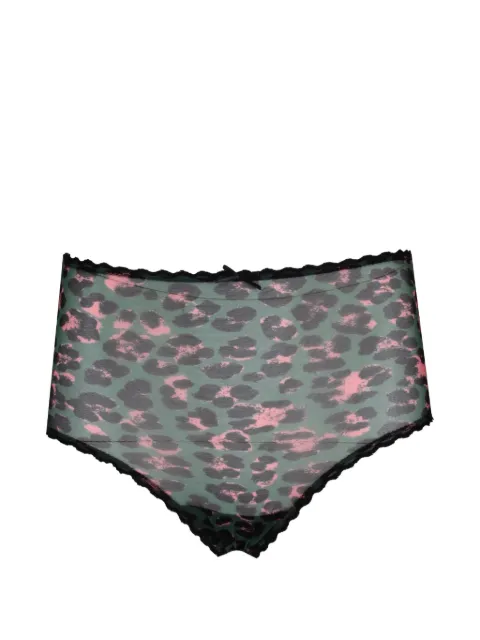 Laura Urbinati leopard-print lace-trim briefs Green I7S01RR