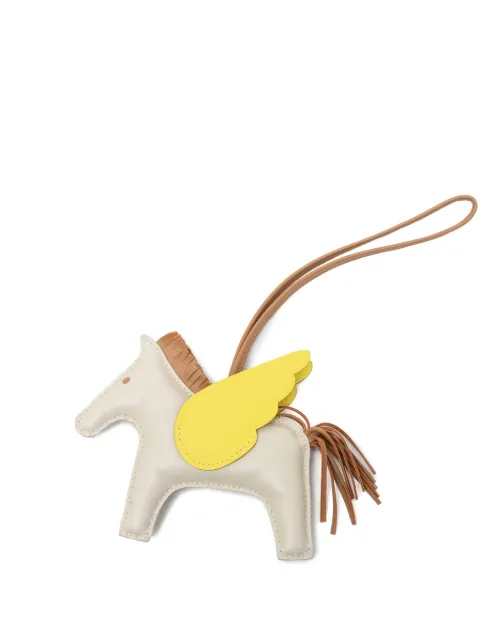Hermès Pre-Owned 2021 Milo Lambskin and Swift Grigri Rodeo Pegase Bag Charm MM key chain White 8ZAU24SBNWK1305E