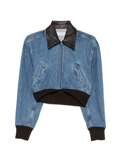 IRO cropped contrast-collar jacket Blue WP07AUDACE