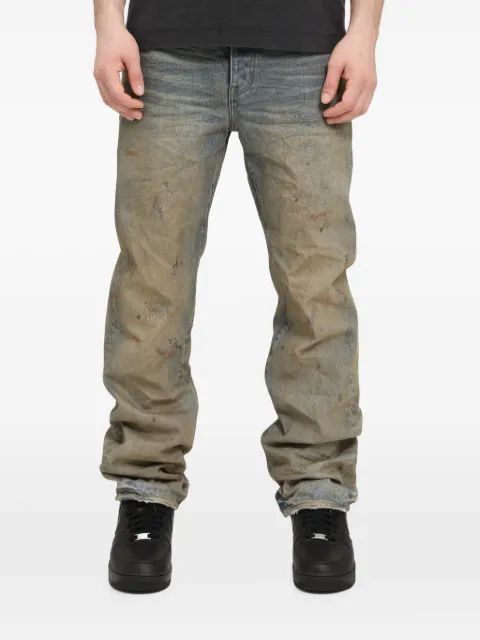 Purple Brand distressed paint-splatter jeans Blue P011IORC526LTINDIGO