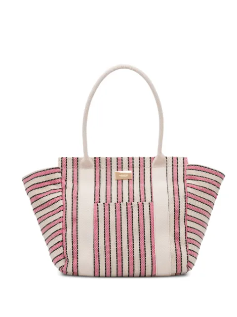 Morgan striped logo-plaque tote bag White 2612TIYA