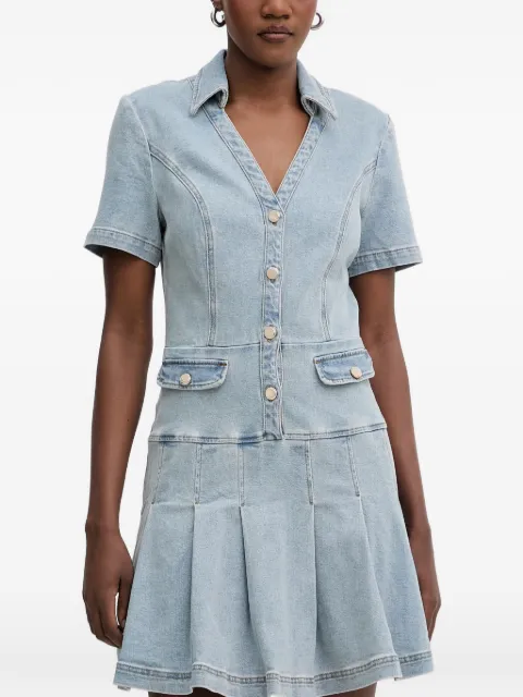 Morgan pleated-skirt denim mini dress Blue RTALA