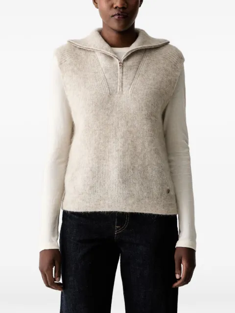 Mos Mosh MMThora quarter-zip knitted vest Neutrals 180430