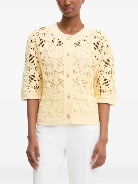 Morgan crochet-knit cardigan Yellow 261MONIZ