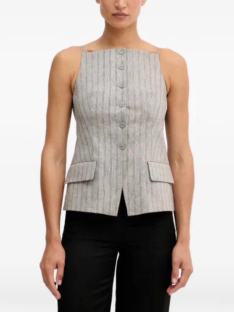 Sisley pinstriped button-front sleeveless top Grey 2NGHLJ017