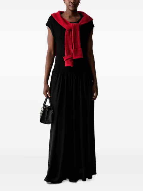 Sisley crinkled flared maxi dress Black 4VZPLV082