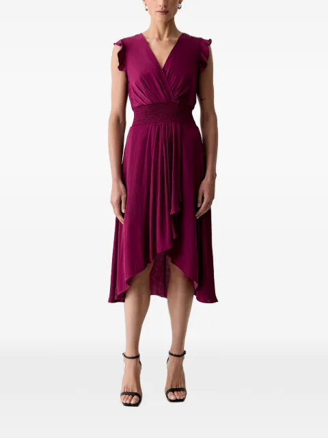 Morgan ruffled-sleeve asymmetric dress Red 222RWALLY