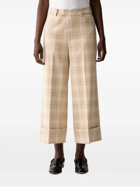 Mos Mosh MMLeyla Chels check-pattern cropped trousers Neutrals 179430