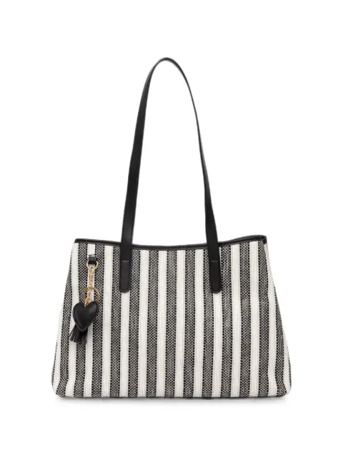 Morgan striped heart-charm tote bag White 2CABOU