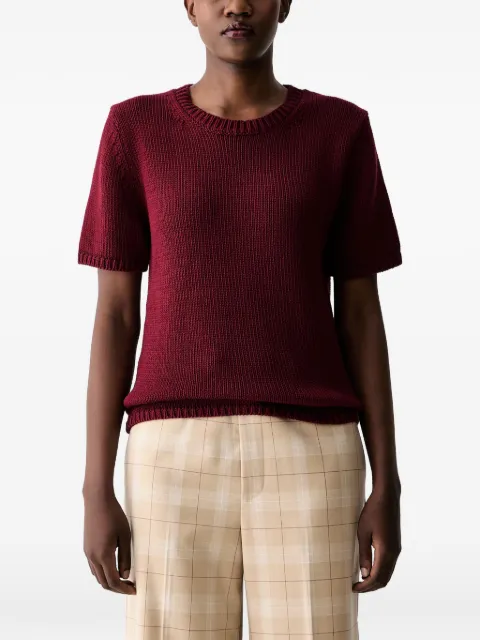 Mos Mosh MMArin ribbed-trim short-sleeved sweater Red 170680