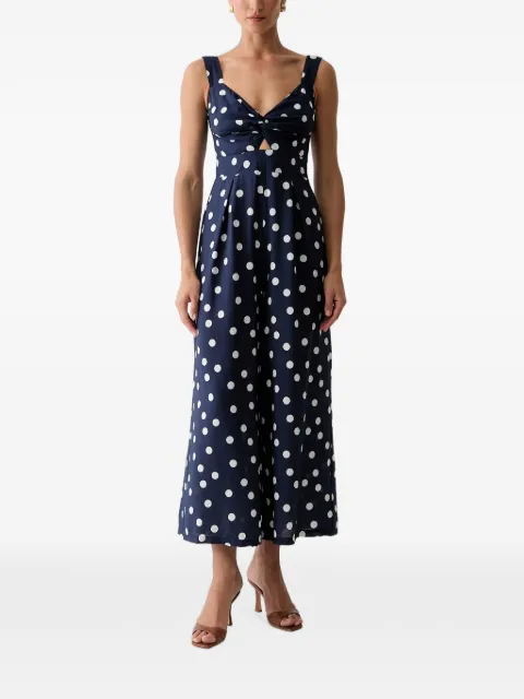 Morgan polka-dot twist-detail jumpsuit Blue 261PIBO