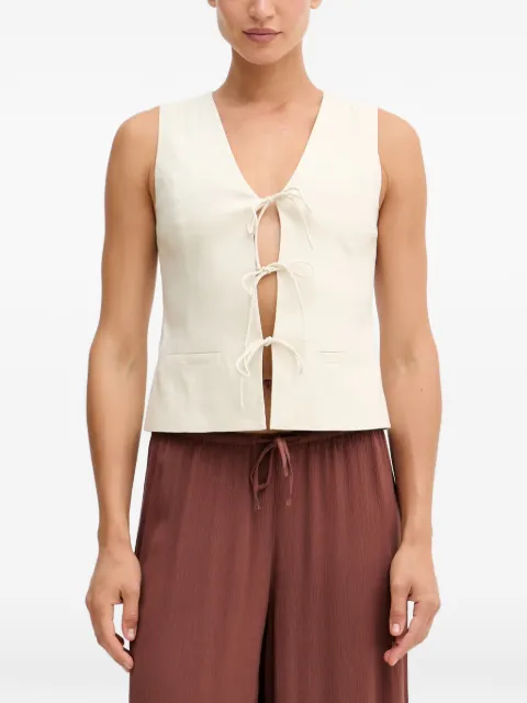 Sisley tie-fastening V-neck sleeveless top Neutrals 2G8XLJ015