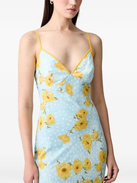 NEVER FULLY DRESSED floral-print rosette-detail maxi dress Blue NFDDR3391