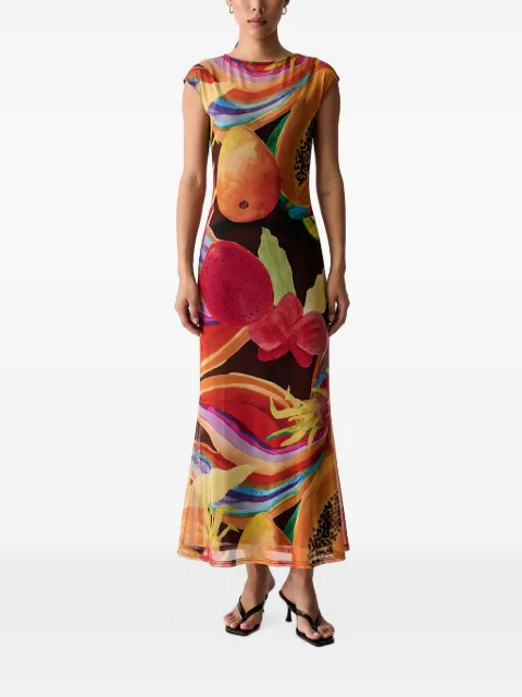NEVER FULLY DRESSED fruit-print mesh dress Multicolour NFDDR3326