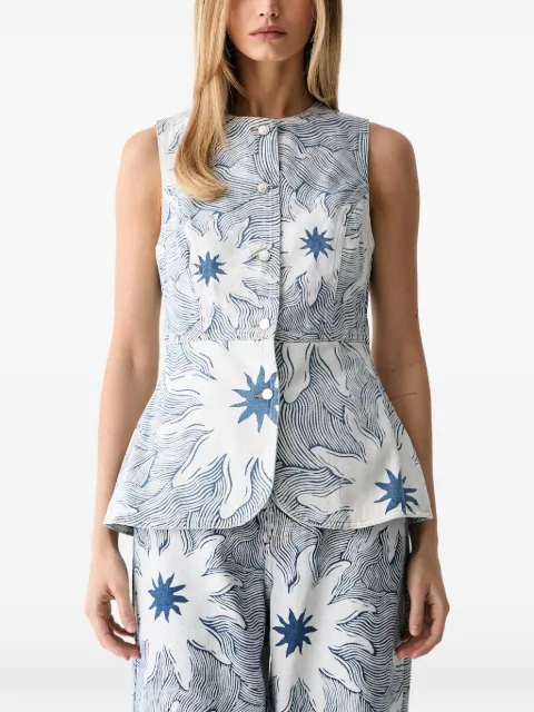 NEVER FULLY DRESSED sun-print waistcoat White NFDTO2239