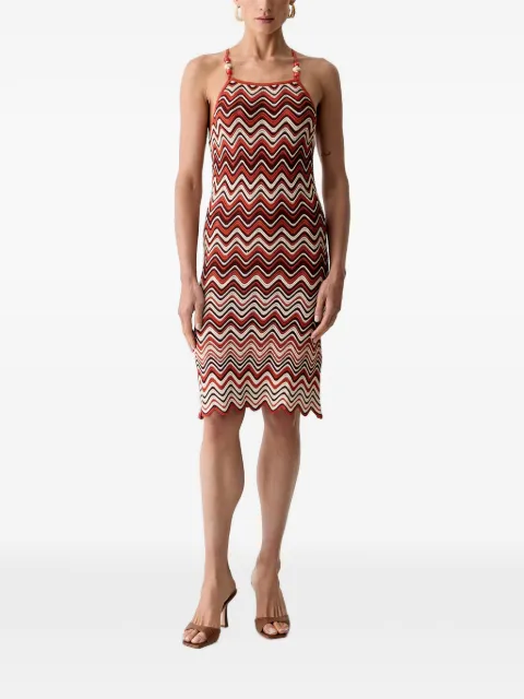 Morgan zigzag-knit bead-embellished midi dress Orange 261RMSOL