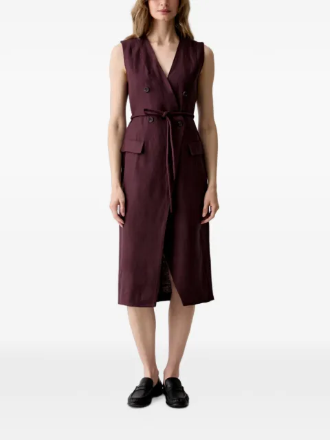 Sisley double-breasted sleeveless midi dress Purple 4TTSLV07W