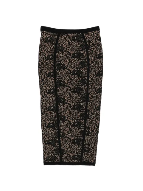 Elisabetta Franchi lace-pattern logo-detail midi skirt Black GK12Q66E2