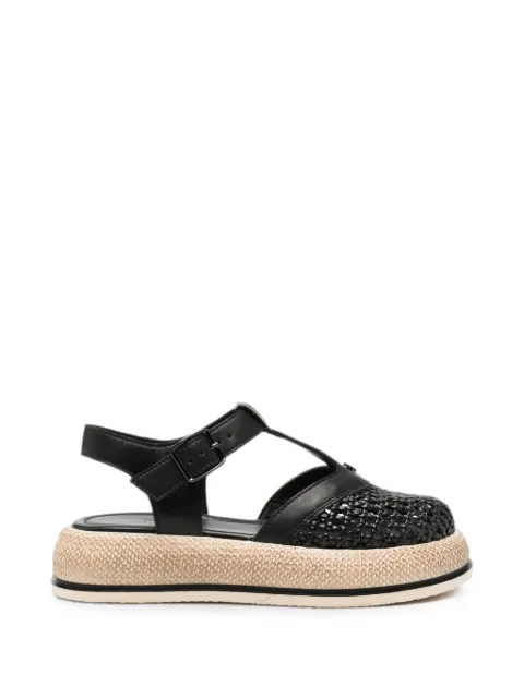 SERGIO MORETTI FIRENZE woven-panel buckle-fastening sandals Black 604526107