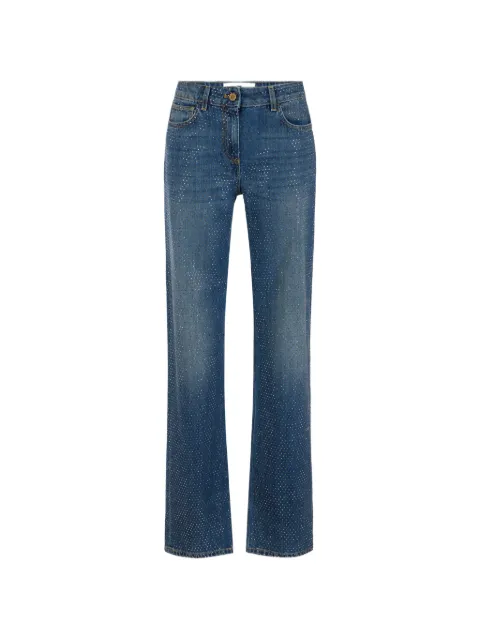 Elisabetta Franchi palazzo jeans with rhinestones Blue PJ24D66E2