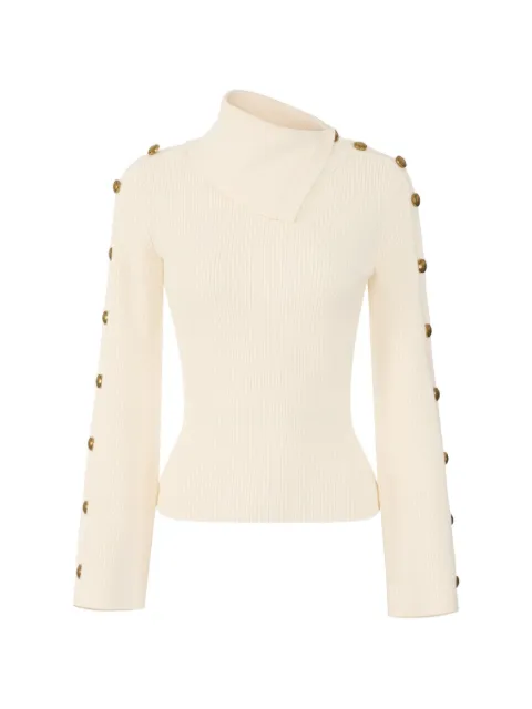 Elisabetta Franchi button-embellished ribbed-knit sweater Neutrals MK03S66E2