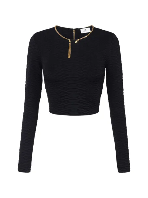 Elisabetta Franchi knit top with snake-pattern Black MK32S67E2