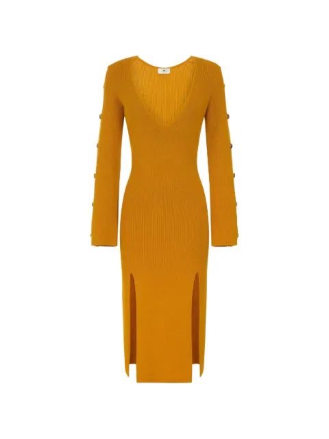 Elisabetta Franchi knit dress with jewel buttons Yellow AM02S66E2