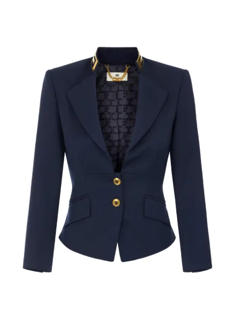 Elisabetta Franchi jacket in gabardine fabric with jewel collar Blue GI24966E2