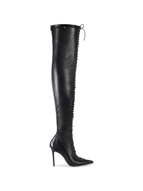 Elisabetta Franchi Nappa leather boots with criss-cross laces Black SA84B68E2