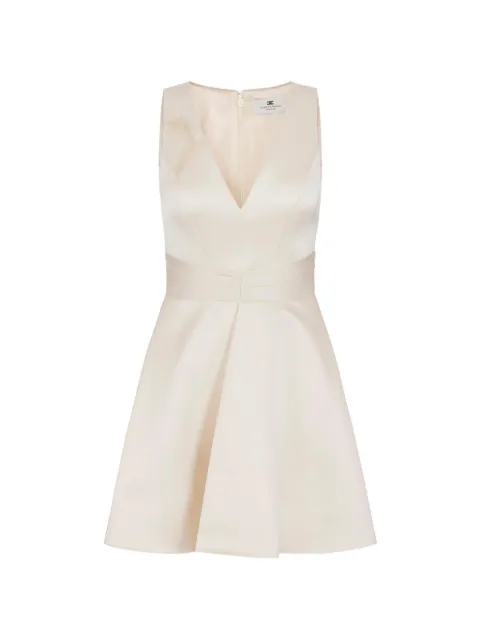 Elisabetta Franchi duchess satin mini dress with feathers Neutrals AB97467E2