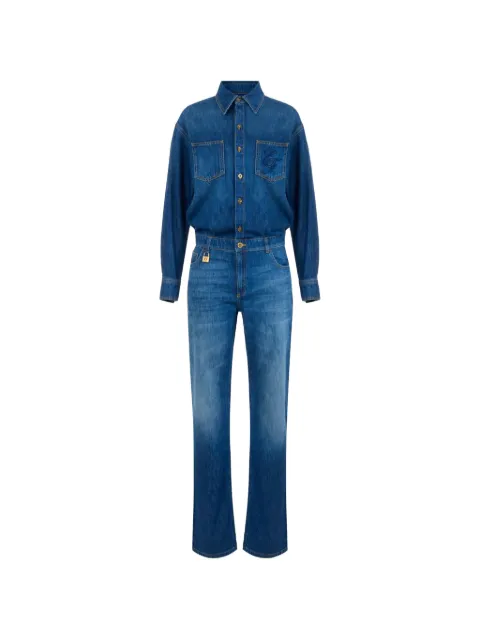 Elisabetta Franchi denim jumpsuit with jewel padlock Blue TJ01D66E2