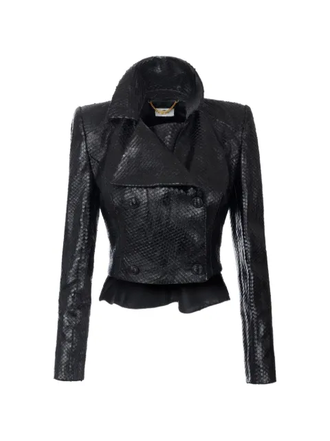 Elisabetta Franchi leather jacket with fish scale pattern Black GD08G67E2
