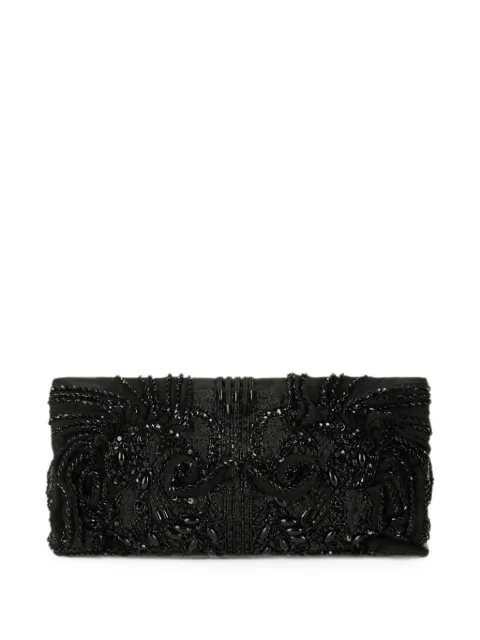 Elisabetta Franchi bead-embroidered satin clutch bag Black BS57N68E2