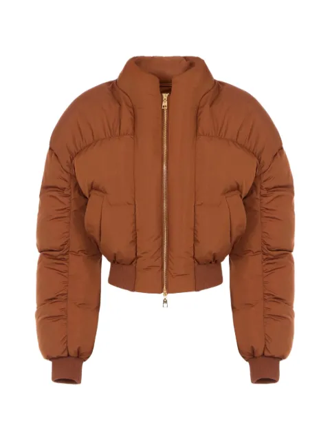 Elisabetta Franchi down jacket in voile fabric Brown PI96D66E2
