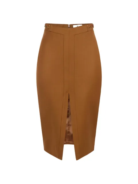Elisabetta Franchi skirt in gabardine fabric with jewel horsebits Brown GO23967E2