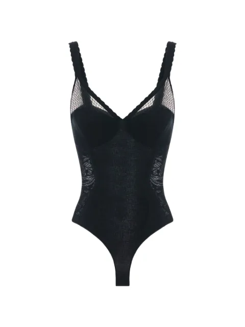 Elisabetta Franchi bodysuit in knit and lace fabric Black BK07Q66E2