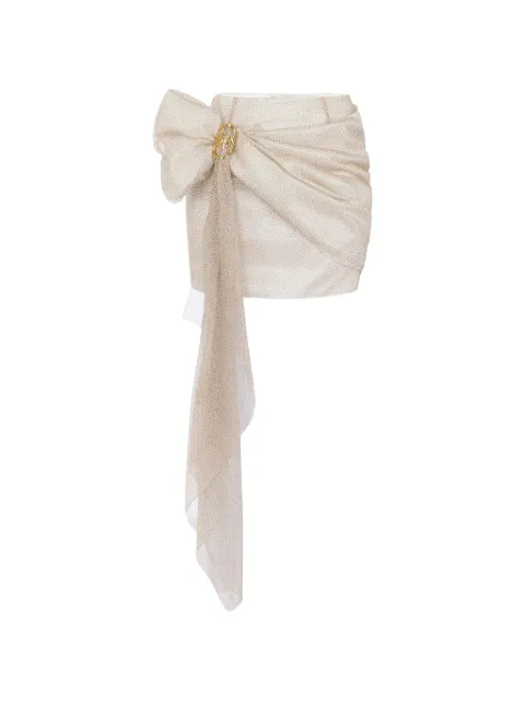 Elisabetta Franchi crepon miniskirt with micro-polka dot print Neutrals GO25267E2