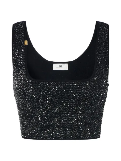 Elisabetta Franchi knit top with sequins Black TK78A66E2