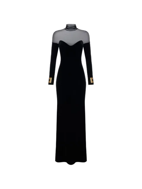 Elisabetta Franchi red carpet dress in velvet and tulle fabrics Black ABR2967E2
