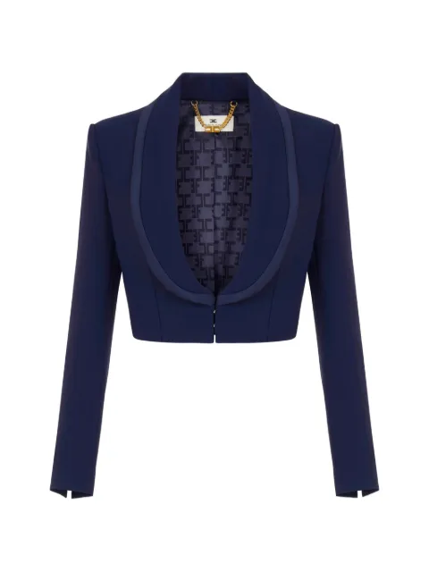Elisabetta Franchi jacket made of lightweight crêpe and satin fabrics with peplum Blue GI26066E2
