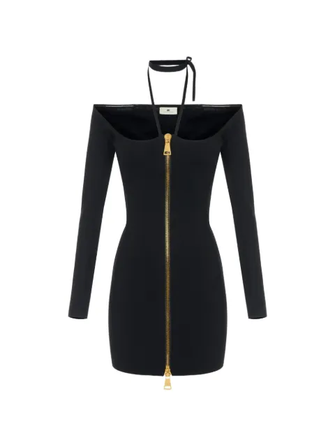 Elisabetta Franchi mini dress in knit fabric with ties Black AM06B66E2
